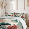 thumbnail image 5 of Ambesonne Nautical Duvet Cover Set, Whale Sakura Spring Ocean, Queen, Teal Blush and Dark Coral, 5 of 6