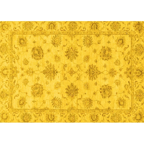 Ahgly Company Indoor Rectangle Oriental Yellow Traditional Area Rugs, 7' x 9'