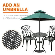 Withniture 3-Piece Cast Aluminum Patio Bistro Furniture Set, Patio Bistro Set with Umbrella Hole Rust-Resistant Outdoor Bistro Set, Black