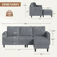 thumbnail image 3 of Hawsaiy 78" L-Shaped Upholstered Sectional Sofa, 3-Seat Convertible Couch with Washable Corduroy Covers, for Living Room, Apartment, Light Gray, 3 of 10