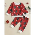 thumbnail image 4 of Baby Toddler Boys Christmas Pants Clothing Sets 0 6 12 18 24 Months 2T 3T Long Sleeve Christmas Tree/Santa Claus Print Sweatshirt Drawstring Pants Outfits, 4 of 9