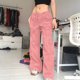 thumbnail image 2 of Pantalones vaqueros para mujer, informales, holgados, con cordón, cintura alta, bolsillo, pierna ancha, pantalones vaqueros, pantalones vaqueros de cuerpo entero Odeerbi ODB-2, 2 of 9