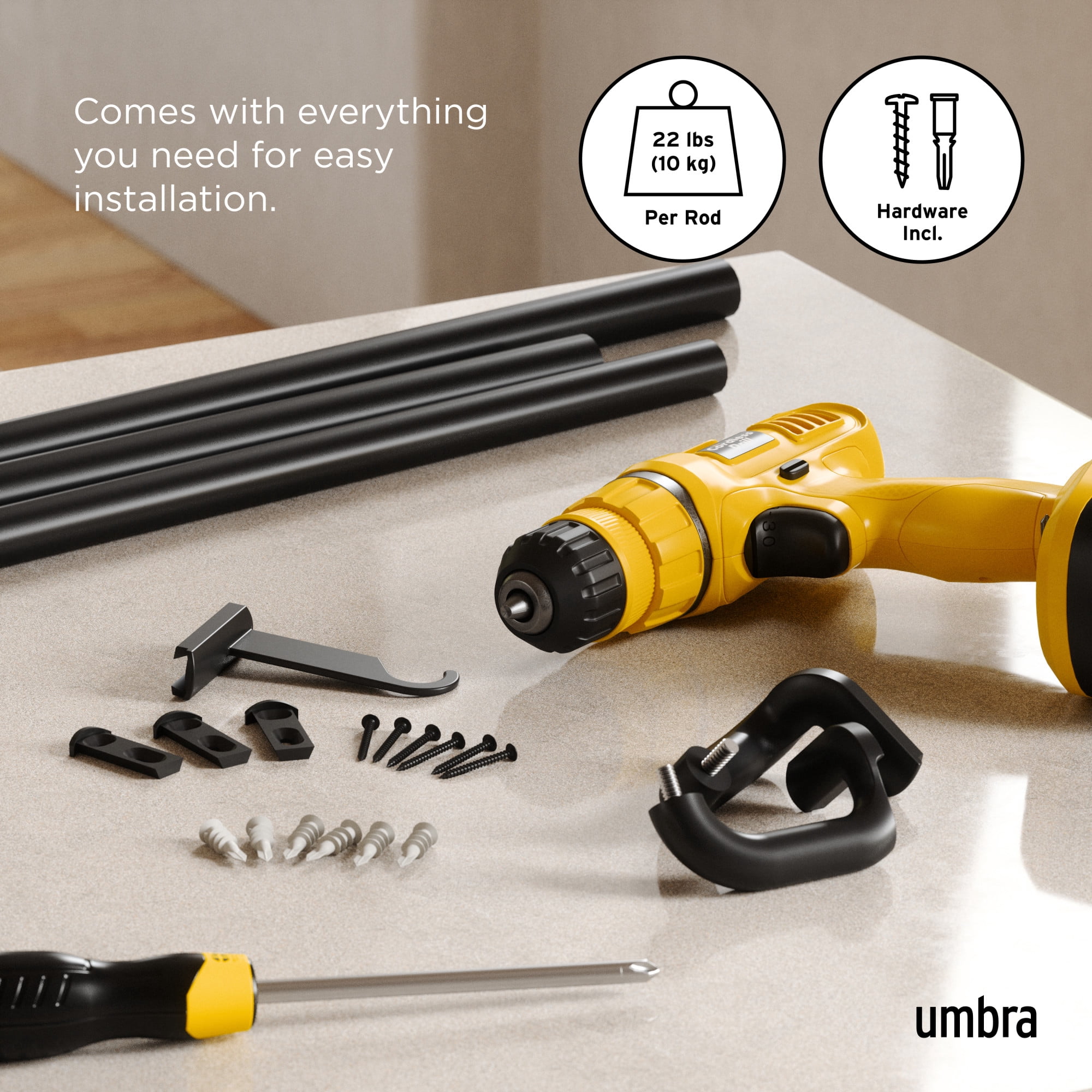Umbra Twilight Expandable Blackout Curtain Rod 66-144"