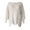 thumbnail image 3 of Sweaters for Women 2025 Hollow Out Crochet Irregular Hem Batwing Boat Neck Jumper Tops Womens Pullover Sweaters, 3 of 5