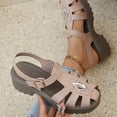 thumbnail image 5 of Gladiator Fisherman Sandals for Women Platform Lug Sole Hollow out Beach Shoes Closed Toe Glitter Rhinestone Buckle Ankle Strap Summer Dress Shoes Pink Size 7.5, 5 of 8