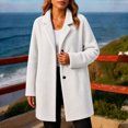 thumbnail image 2 of Plus Size Womens Business Casual Fleece Fall Jackets Trendy Mid-Length Oversized Winter Coats with Pockets Lapel Collar Button Down Outerwear, 2 of 6