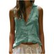 thumbnail image 2 of Karight Womens Cotton Linen Cami Tops Summer Sleeveless Button Down Collared Blouse Casual Loose Work T Shirt with Pockets, 2 of 6