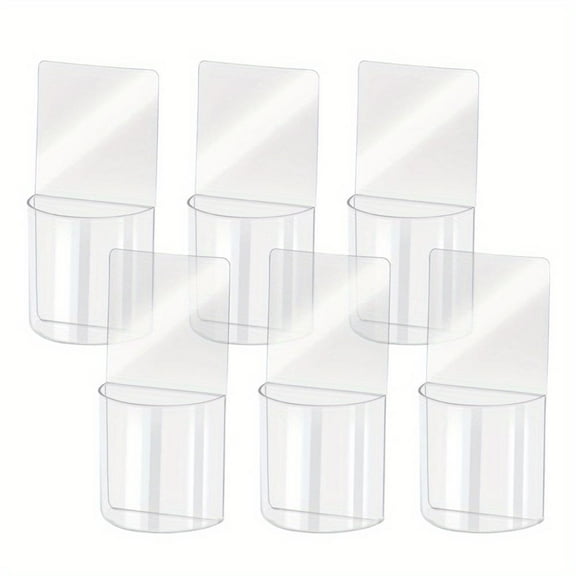 6 Pack Remote Control Holder Wall Mount Clear TV Remote Controller Holder Self Adhesive Plastic Caddy Organizer Storage Box