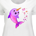 thumbnail image 4 of Inktastic Valentine's Day Cute Pink Narwhal with Hearts Women's Plus Size T-Shirt, 4 of 5