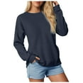 thumbnail image 1 of Splozh Tuniques pour Femmes, Chemises à Manches Longues Décontractées, Chandail en Molleton Col Rond Grande Taille, Chandail Tendance Automne, Vêtements d'Hiver Marine, 2TG, 1 of 6