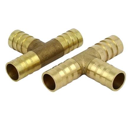 Unique Bargains 12mm T Shaped 3 Way Hose Barb Fittings Pipe Tube Connecting Connectors 2Pcs