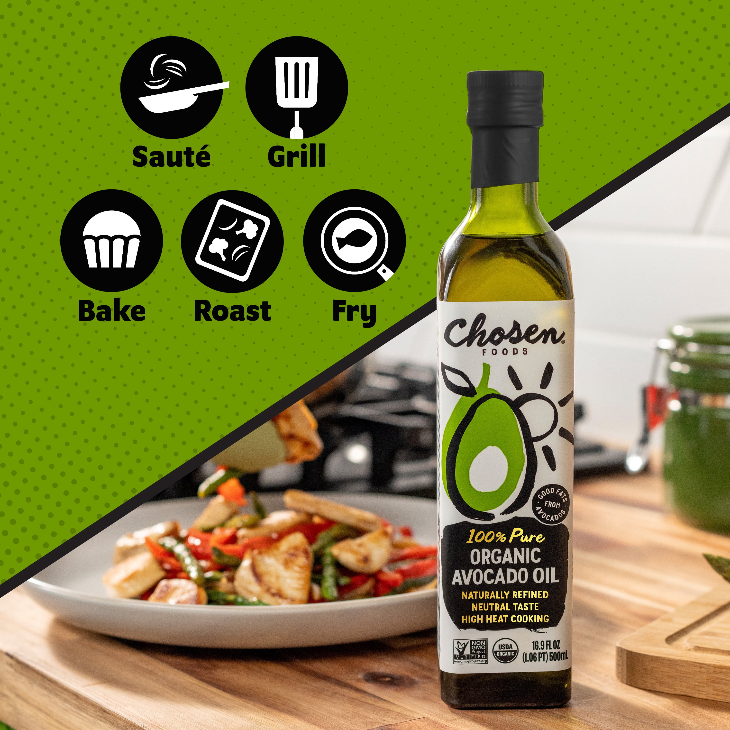 Chosen Foods 100% Pure Organic Avocado Oil, 1 L