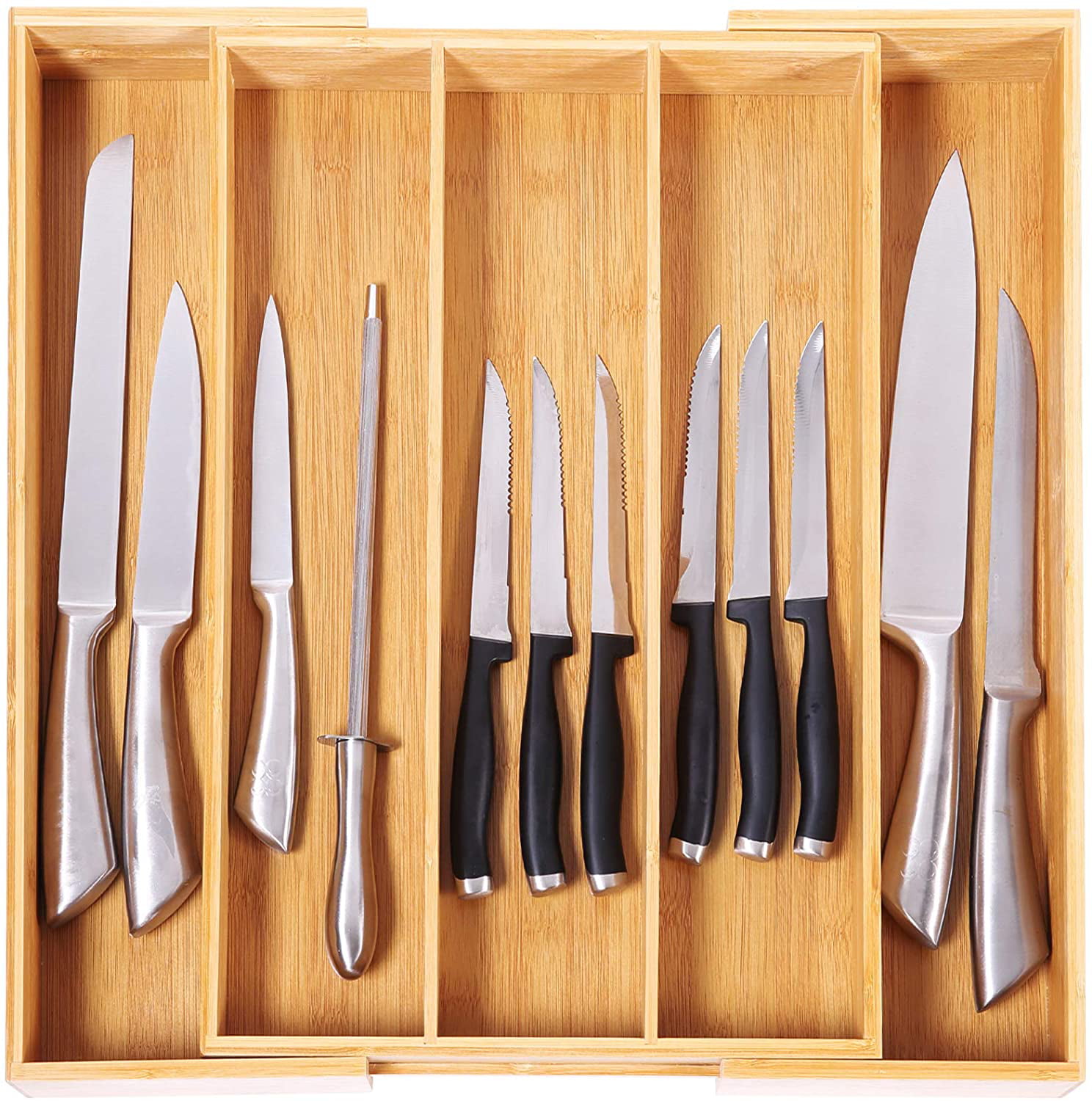 Details about   Expandable Cutlery Organizer Flatware Bamboo Drawer Kitchen Storage Utensil Tray 