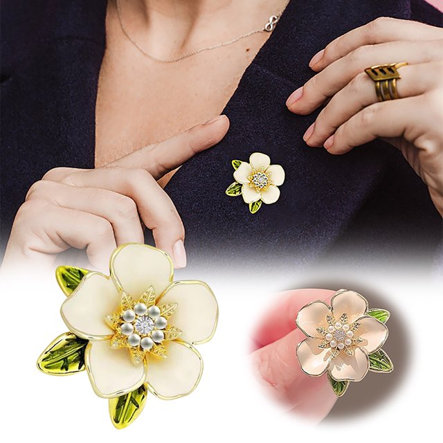Elegant Women's Brooch Featuring Exquisite Persimmon Floral Design with Copper Micro Inlaid Craftsmanship for Stylish Jacket Pin Jewelry Accessory