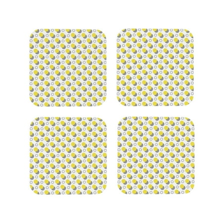 

Drink Coasters Set of 4 Yellow dot print Leather Coasters for Coffee Table Protector Heat Resistant Cute Coasters for Home Decor Housewarming Gifts Bar Kitchen 4 Inch Square