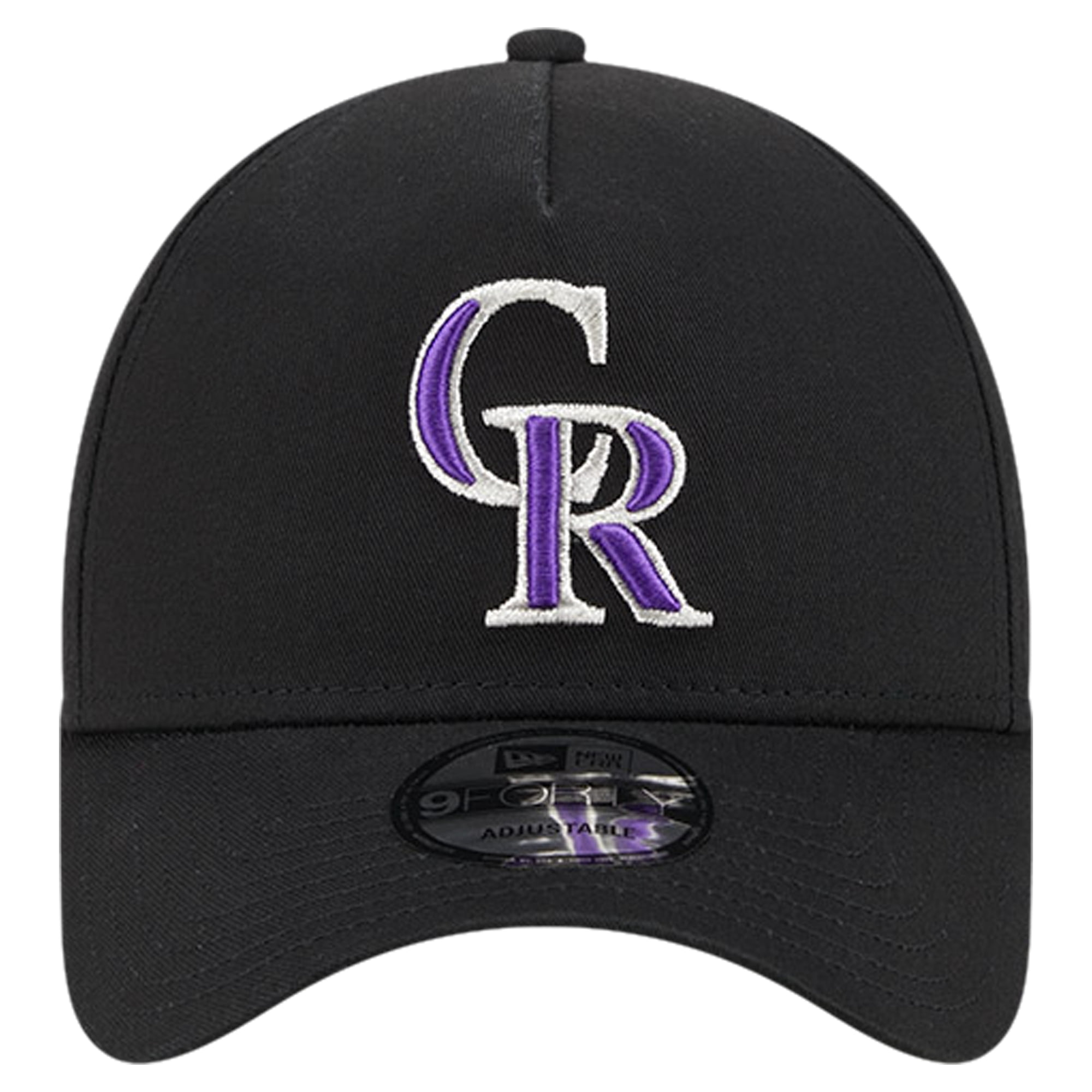 Men's New Era Black Colorado Rockies Team Color A-Frame 9FORTY Adjustable Hat