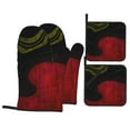 thumbnail image 1 of YFYANG Oven Mitts and Pot Holders Sets 4 Pieces, Non-Slip Heat Resistant Abstract Wood Texture Kitchen Glove Pot Mat for Cooking and Baking, 1 of 8