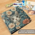 thumbnail image 4 of FORMRS 3 Ring Photo Album 4"x6" Self Adhesive Large Capacity PU Leather Cover, Flowers Cat, 4 of 8