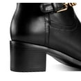 thumbnail image 4 of Ferwind Women's Knee-High Boots Crisscross Goldtone Chain-Link Buckle Straps Adult Black  8, 4 of 9