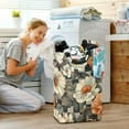 thumbnail image 5 of Yayeee Freestanding Laundry Hamper with Handle Collapsible Large Storage Basket for Clothes, Gray Floral Pattern, 5 of 7