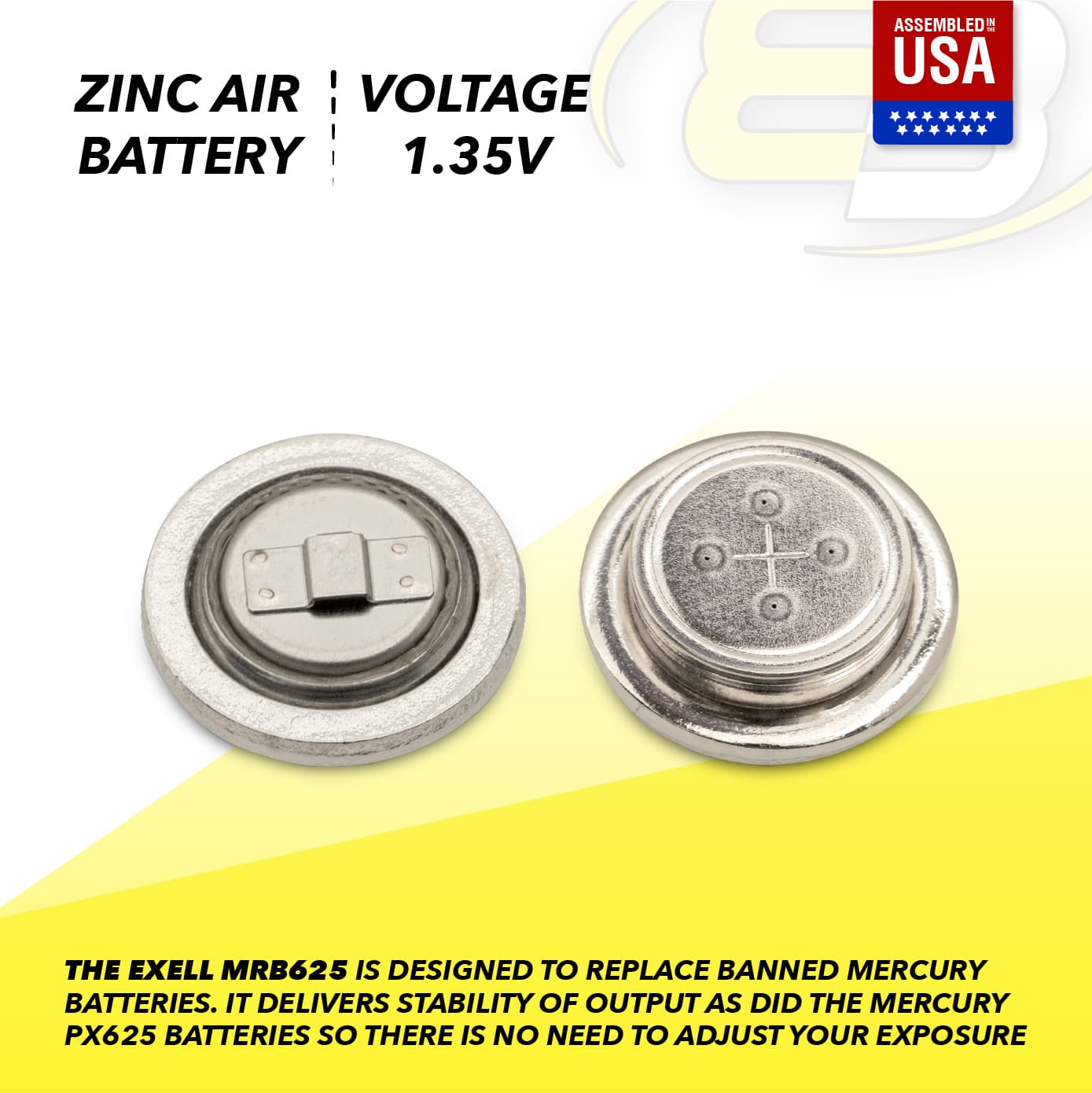 Exell MRB625 1.35V Zinc Air Battery Z625PX PX625 PX13 V625PX - image 5 of 7