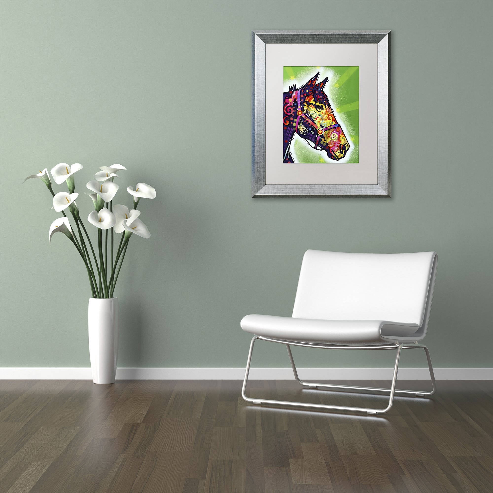 Trademark Fine Art "Horse II" Canvas Art by Dean Russo, White Matte, Silver Frame