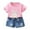 Pink, variant on Toddler Boys Girls Easter Shirts Baby Summer Outfits Cute Bunny Bow Applique Tops Denim Shorts Set Little Clothes Size 3-4T