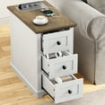 thumbnail image 4 of FAGAGA End Table with 3 Drawers for Living Room,Nightstand Sofa Side Table with Charging Station,White, 4 of 8