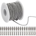 thumbnail image 1 of Cadenas de bolas de plata de 20 m, eslabones de cadena de cuentas a granel, conectores de cadena de bolas de acero inoxidable, cierres, rollos de cadenas de bolas redondas largas., 1 of 6