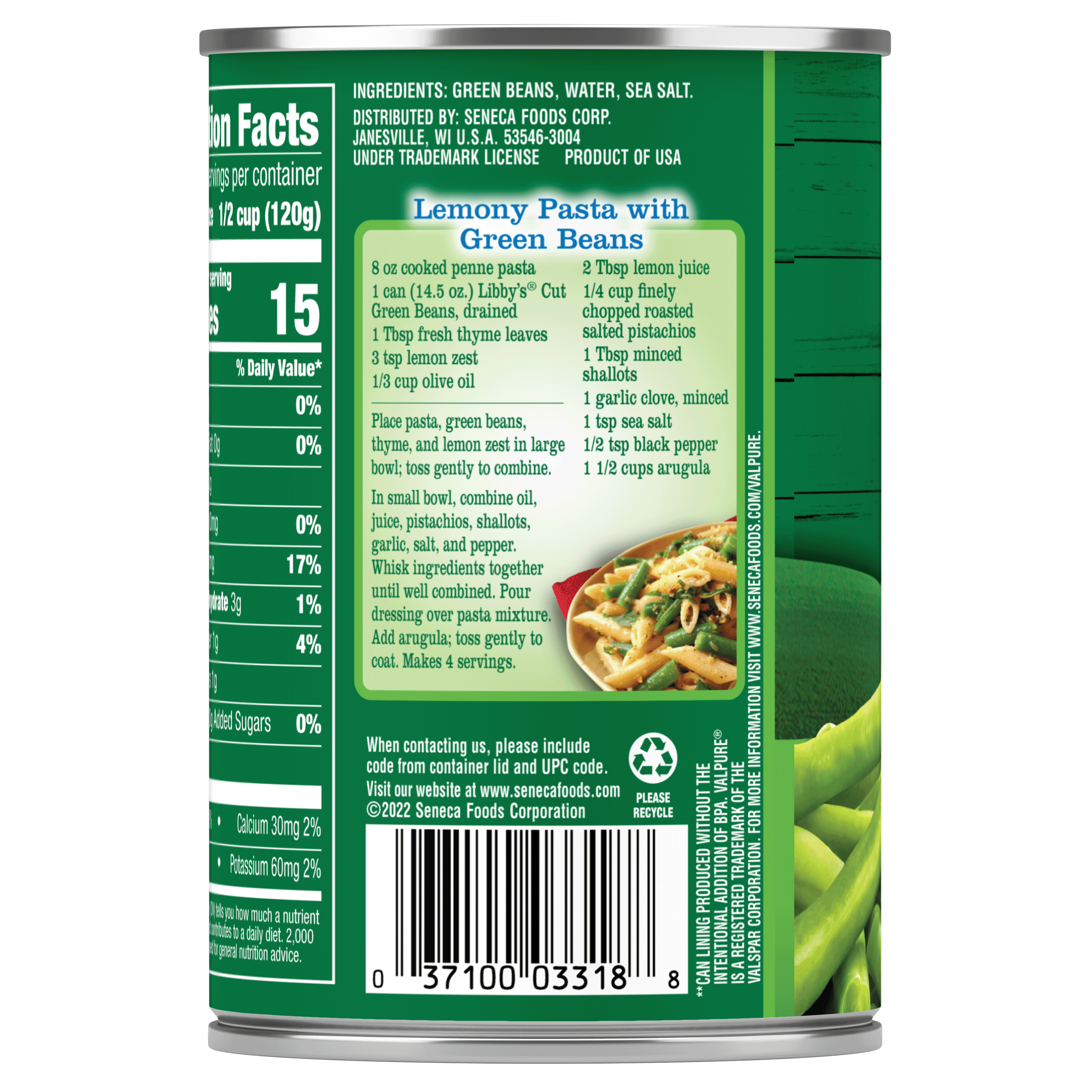 (24 pack) Libby's Canned Cut Green Beans, 14.5 oz Can