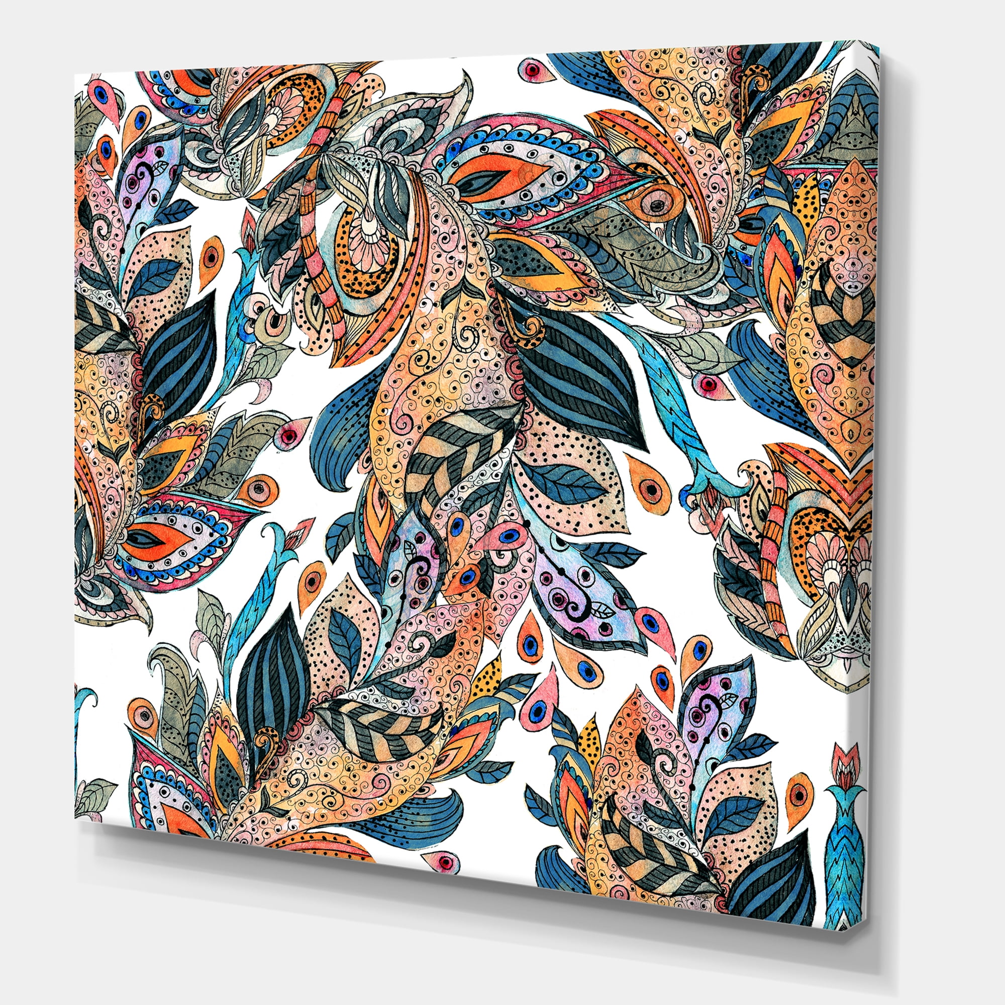 Floral Seamless Abstract Texture Pattern 30 in x 30 in Painting Canvas Art Print, by Designart