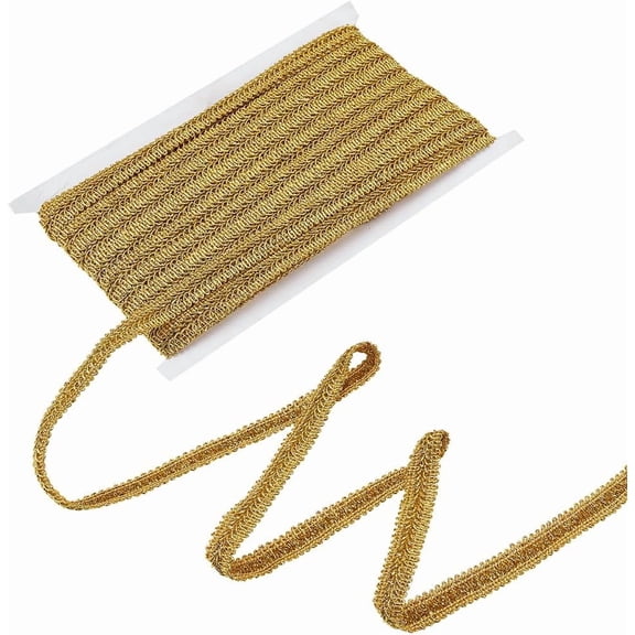 13.1 Yards Braid Lace Trim 5/8 inch Gimp Trim Polyester Woven Braid Trim Flat Fabric Decorative Trim Filigree Curved Lace Ribbon for Sewing U olstery Curtain Costume Goldenrod