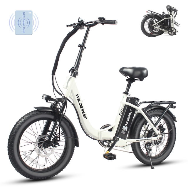 Wildeway Folding Electric Bike for Adults 20'',800w UL2849 48v15ah Removable Battery, 7 Speeds, 3.0 Fat Tire 30MPH*70Miles Full Suspension E-Montain Bike 2 Seats off road E-bicycle