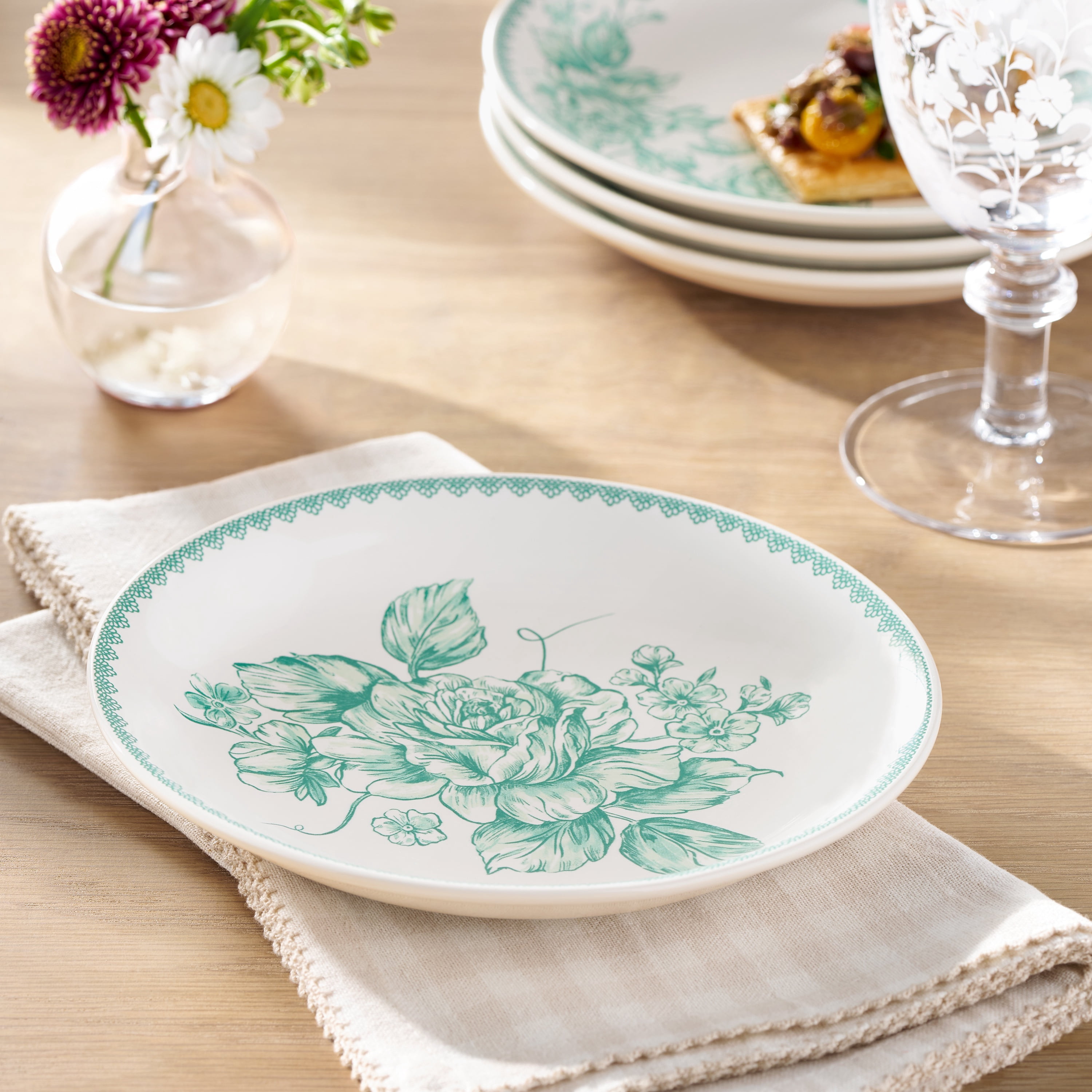 The Pioneer Woman Agatha Stoneware Appetizer Plate, Blue, Set of 6
