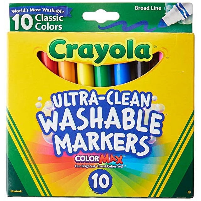 Marcadores lavables Ultraclean Broadline Classic de Crayola (paquete de 2)