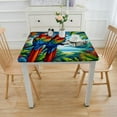 thumbnail image 3 of COMIO Parrots Sea Beach Hawaiian Palm Tree Banana Leaf Flowers Tablecloth White, 3 of 7