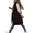 thumbnail image 3 of Women Warm Keeping Long Gilet Solid Colour Sleeveless Zipper Puffer Jacket Hooded Waistcoat Midi Length Down Vest Thicken Quilted Coat Padded Outwear Streets, 3 of 6