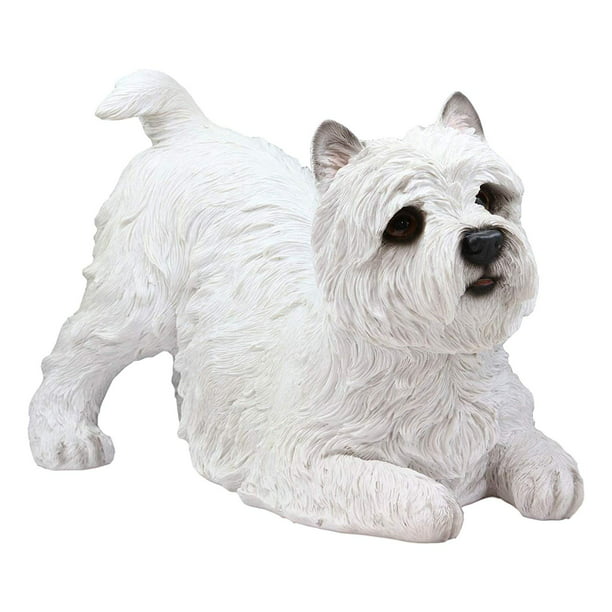 Ebros Large Lifelike West Highland Terrier White Westie Dog Statue 13 75 Long Com - Westie Garden Statues