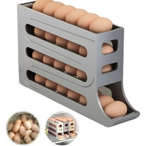 Egg Holder for Fridge, Eggs Dispenser Auto Rolling Egg Tray Storage 30 Egg Container Space-Saving Egg Roller for Refrigerator Kichen Cabinet (Color : White)