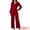 Wine Red, variant on DARING DIVA Women's V Neck Long Sleeve High Waisted Wide Leg Jumpsuits L Dark Blue