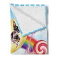 thumbnail image 2 of Animal Soft Flannel Fleece Blanket, Colorful Fantasy Land Rainbow Candy Trees Cat Dog Fairy Girl Boy Flying in Suitcase, Cozy Plush for Indoor and Outdoor Use, 50" x 70", Multicolor, by Ambesonne, 2 of 5