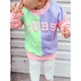 thumbnail image 2 of ZAXARRA Infant Baby Girls Sweatshirts Letter Print Contrast Color Crew Neck Long Sleeve Kids Pullovers Fall Tops, 2 of 6