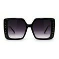 thumbnail image 3 of Floral Rhinestone Jewel Pin Hinge Metal Arms Square Luxury Diva Sunglasses Black Red Smoke, 3 of 4