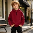 thumbnail image 6 of Piuwrlz Fall Winter Hoodies Pullover Boys with Pockets Warm Casual Hood Sweatshirts Wine Size 8 Years, 6 of 10