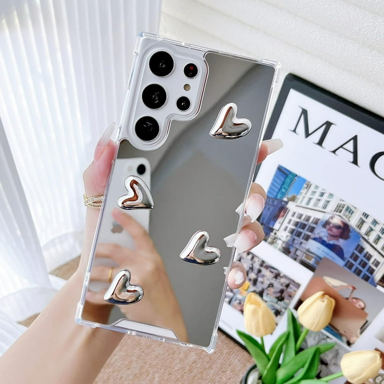 Samsung Galaxy Z Flip 5 Case Silver Mirror Cute Heart Clear