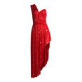 thumbnail image 5 of DHFJKG Formal Dresses For Women Glitter One Shoulder Solid Color High Waist Irregular Hem Long Dress Sweetheart Neck Party Prom Trendy Dresses, 5 of 8