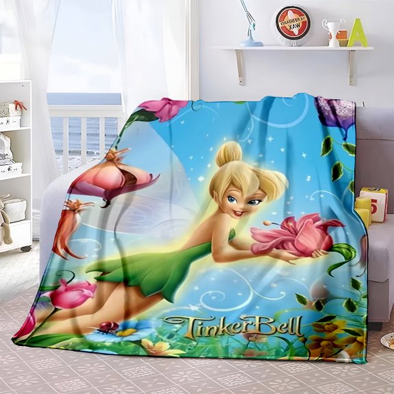 Tinker Bell Throw Blanket, Flannel Cute Tinker Bell Themed Stuffed Soft Nap Throw Blanket for Home Decor Gifts