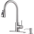 thumbnail image 1 of LAICAIW Kitchen Faucet with Soap Dispenser, Stainless Steel Kitchen Sink Faucet, Pull Down Kitchen Faucet Brushed Nickel Utility Sink Faucet Single Handle High Arc Kitchen Tap for Sink, RV, Laundry,, 1 of 6