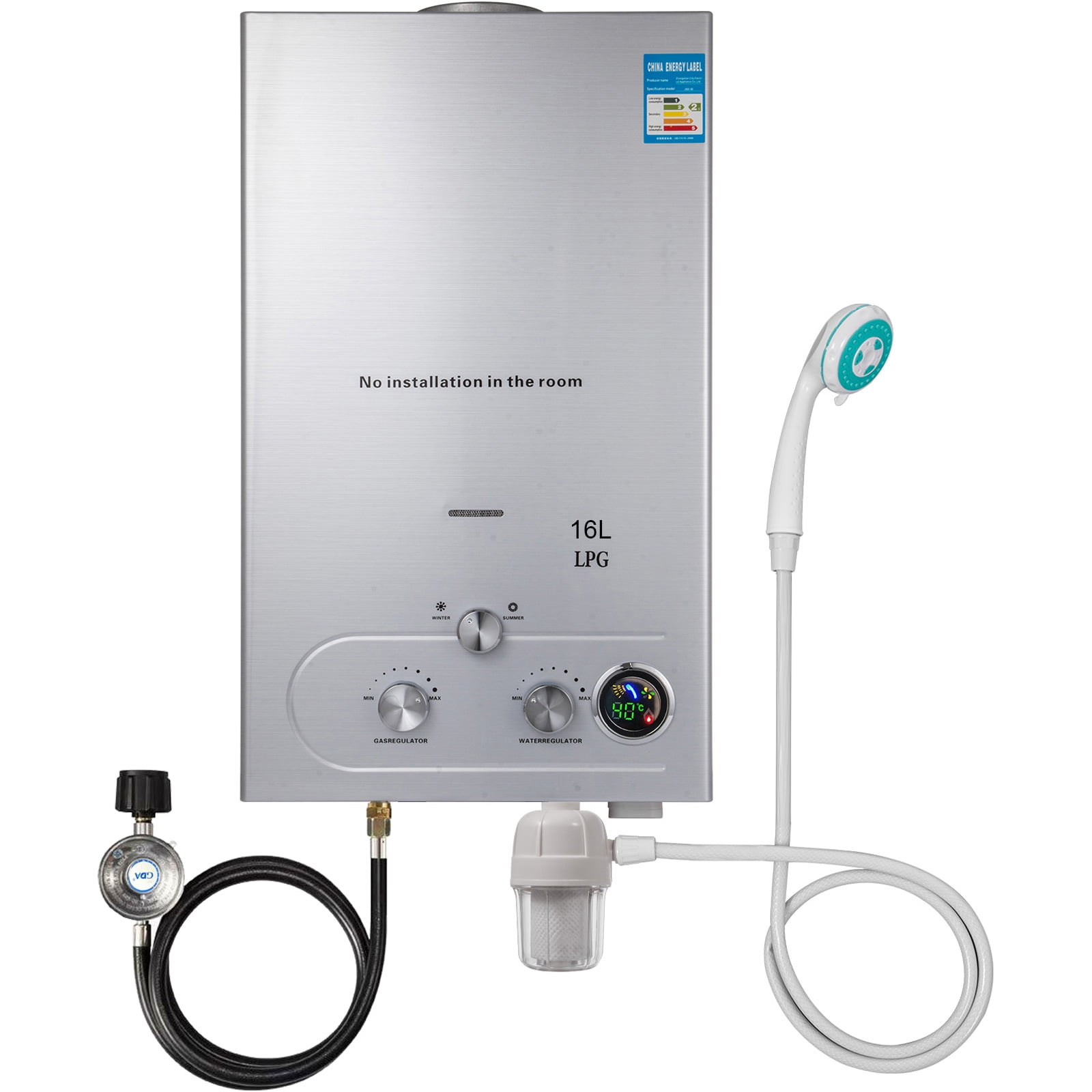 SHENGJINSH 16L Tankless Water Heater, 4.3 GPM LPG Gas Water Heater Instant Hot Water Heater Propane