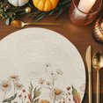 thumbnail image 3 of Fall Pink Flower Round Braided Placemats Set of 4, White Daisy Leaf Pastoral Plant Vintage Heat Insulation Place Mats Washable Non-Slip Table Mats for Kitchen Dining Party, 15 Inches, 3 of 9